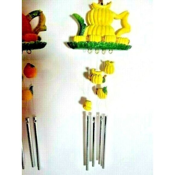 Teapot Fruit Vegetable Wind Chimes 3-Piece Banana Asparagus Orange Cups Saucers - Picture 5 of 6